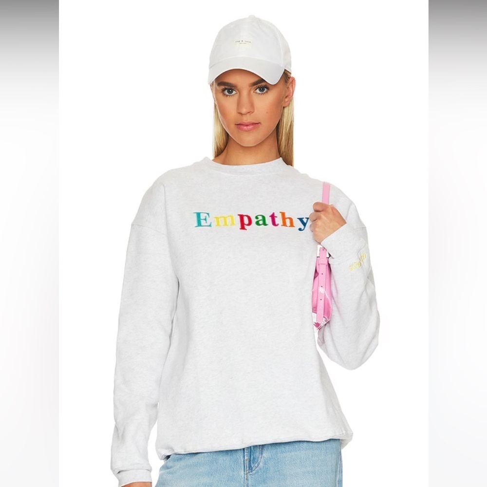 The Mayfair Group Empathy Always Grey Rainbow Crewneck Sweatshirt Revolve XXXL